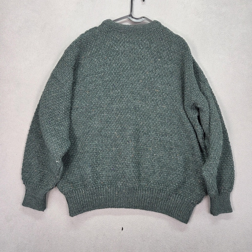 Country Collection Sweater Mens XL Green Wool Aran Cable Knit Crewneck Ireland - Picture 5 of 7